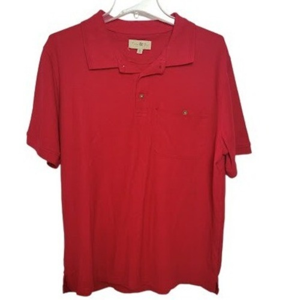 Turtle Bay New York Red Short Sleeve Collared Polo Shirt Men's Size L‎